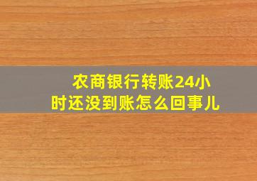 农商银行转账24小时还没到账怎么回事儿