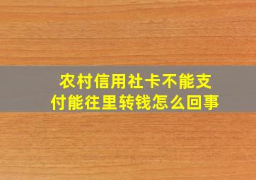 农村信用社卡不能支付能往里转钱怎么回事