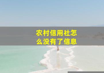 农村信用社怎么没有了信息