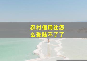 农村信用社怎么登陆不了了