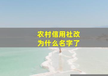 农村信用社改为什么名字了