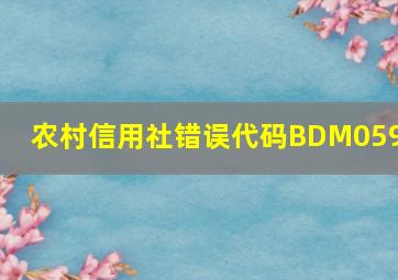 农村信用社错误代码BDM0595