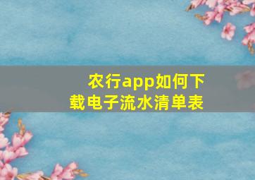 农行app如何下载电子流水清单表