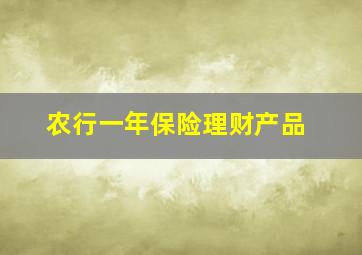 农行一年保险理财产品