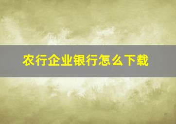 农行企业银行怎么下载