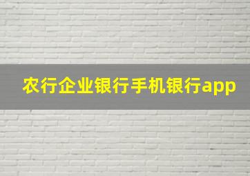 农行企业银行手机银行app