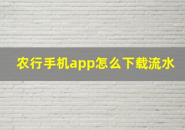 农行手机app怎么下载流水