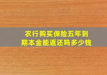 农行购买保险五年到期本金能返还吗多少钱