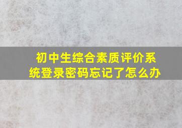 初中生综合素质评价系统登录密码忘记了怎么办