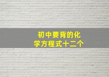 初中要背的化学方程式十二个