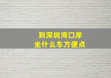 到深圳湾口岸坐什么车方便点