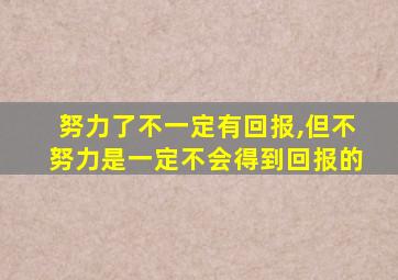 努力了不一定有回报,但不努力是一定不会得到回报的