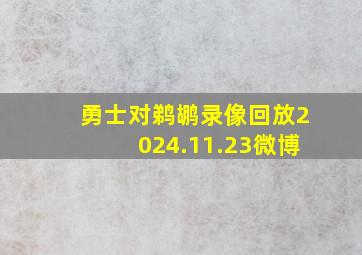 勇士对鹈鹕录像回放2024.11.23微博