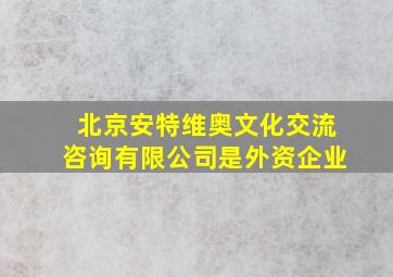 北京安特维奥文化交流咨询有限公司是外资企业