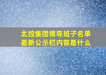 北控集团领导班子名单最新公示栏内容是什么