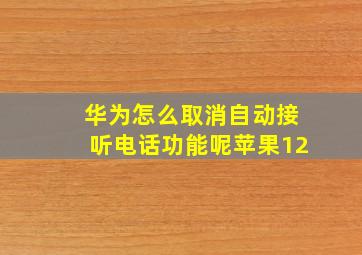 华为怎么取消自动接听电话功能呢苹果12