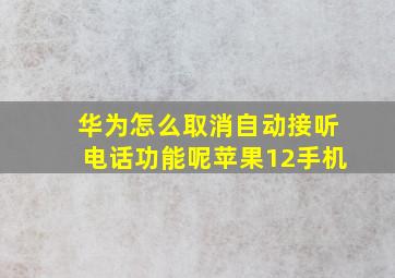 华为怎么取消自动接听电话功能呢苹果12手机