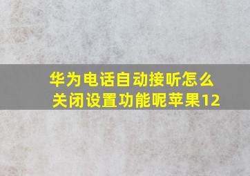 华为电话自动接听怎么关闭设置功能呢苹果12