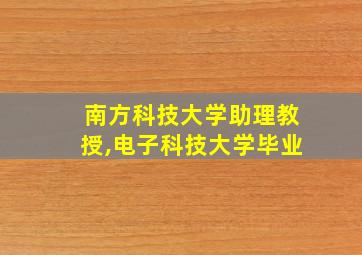 南方科技大学助理教授,电子科技大学毕业