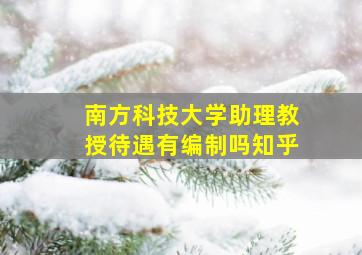 南方科技大学助理教授待遇有编制吗知乎