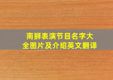 南狮表演节目名字大全图片及介绍英文翻译