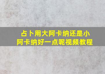 占卜用大阿卡纳还是小阿卡纳好一点呢视频教程