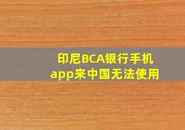 印尼BCA银行手机app来中国无法使用