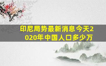 印尼局势最新消息今天2020年中国人口多少万