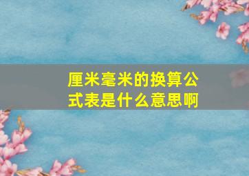 厘米毫米的换算公式表是什么意思啊