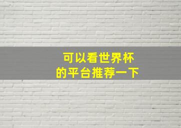 可以看世界杯的平台推荐一下