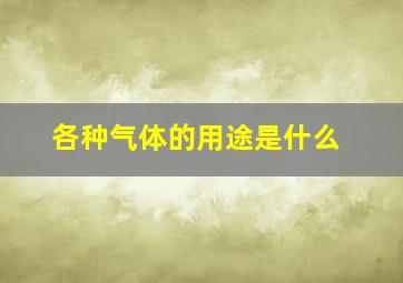 各种气体的用途是什么