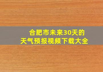 合肥市未来30天的天气预报视频下载大全