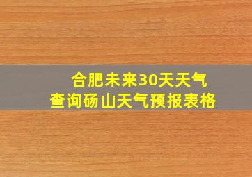 合肥未来30天天气查询砀山天气预报表格