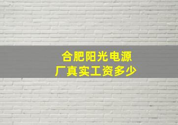 合肥阳光电源厂真实工资多少