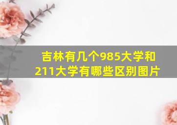 吉林有几个985大学和211大学有哪些区别图片