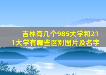 吉林有几个985大学和211大学有哪些区别图片及名字