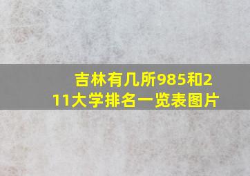 吉林有几所985和211大学排名一览表图片