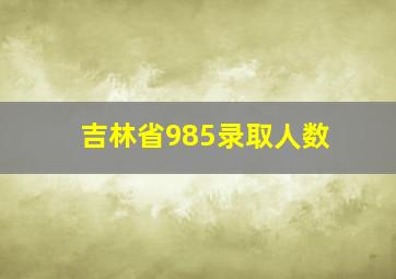 吉林省985录取人数