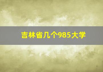 吉林省几个985大学