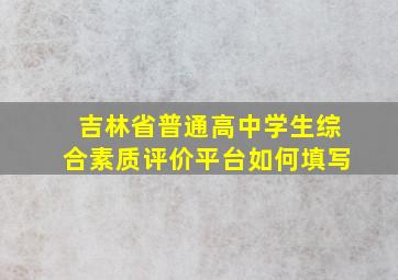 吉林省普通高中学生综合素质评价平台如何填写