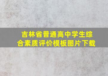 吉林省普通高中学生综合素质评价模板图片下载