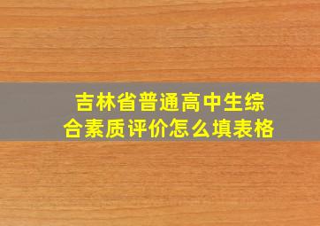 吉林省普通高中生综合素质评价怎么填表格