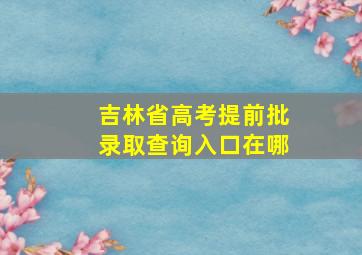 吉林省高考提前批录取查询入口在哪