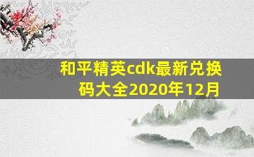 和平精英cdk最新兑换码大全2020年12月