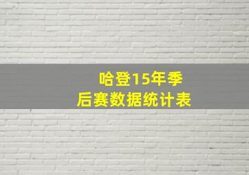 哈登15年季后赛数据统计表