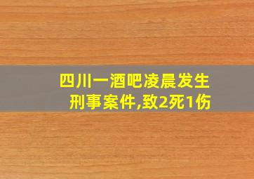 四川一酒吧凌晨发生刑事案件,致2死1伤