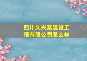 四川久兴泰建设工程有限公司怎么样