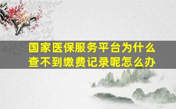 国家医保服务平台为什么查不到缴费记录呢怎么办