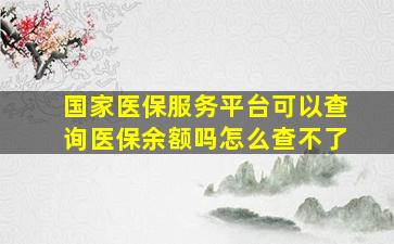 国家医保服务平台可以查询医保余额吗怎么查不了