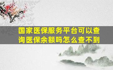 国家医保服务平台可以查询医保余额吗怎么查不到